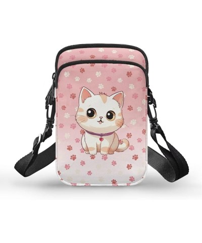 Crossbody Bag for Women Mini Messenger Bag Cell Phone Purse Sling Shoulder Bag with Double Pockets Cute Pink Cat $12.53 Cross...