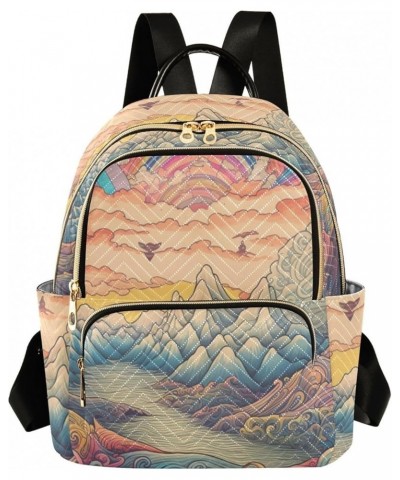 Small Fashion Backpack for Women Fantasy Landscape Print Ladies Travel Daypack Aesthetic Shoulder Bag 11.4×6.1×14.1 IN $15.68...