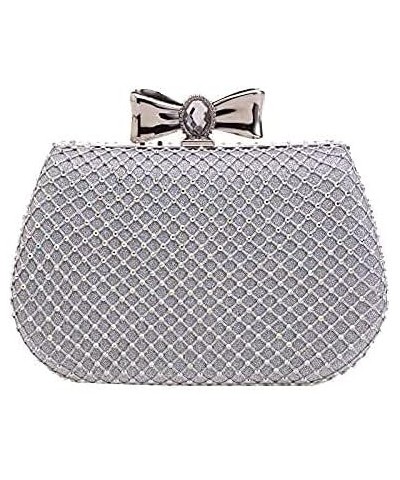 Evening Bag Both Side Sparkly Bag， Alloy Diamond Mesh Diamond Evening Banquet Bag Women's Bag Bowknot Bag (Color : Champagne ...