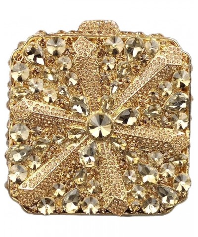 Cute Crystal Box Clutch Glitter Evening Bags Women Rhinestone Handbags and Purses Party Wedding Yellow Gold $36.55 Evening Bags