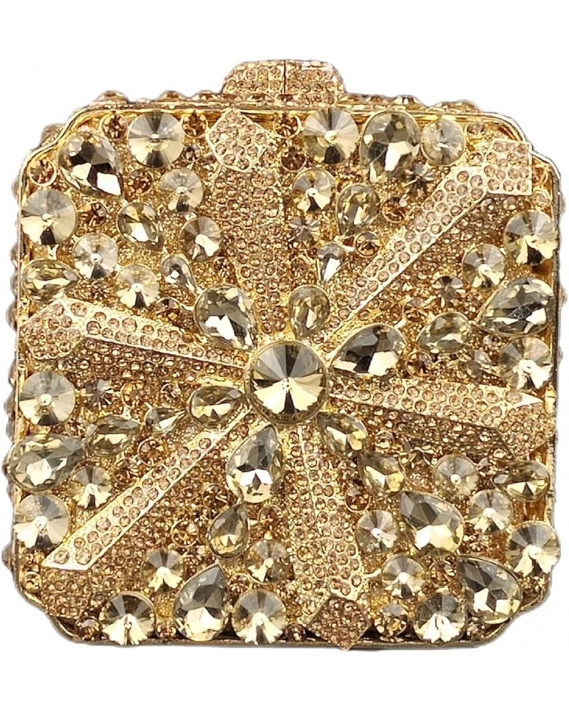 Cute Crystal Box Clutch Glitter Evening Bags Women Rhinestone Handbags and Purses Party Wedding Yellow Gold $36.55 Evening Bags