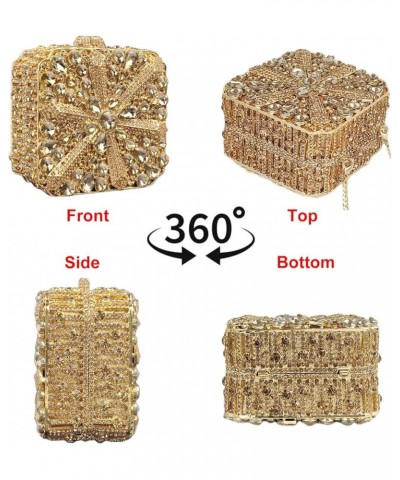 Cute Crystal Box Clutch Glitter Evening Bags Women Rhinestone Handbags and Purses Party Wedding Yellow Gold $36.55 Evening Bags