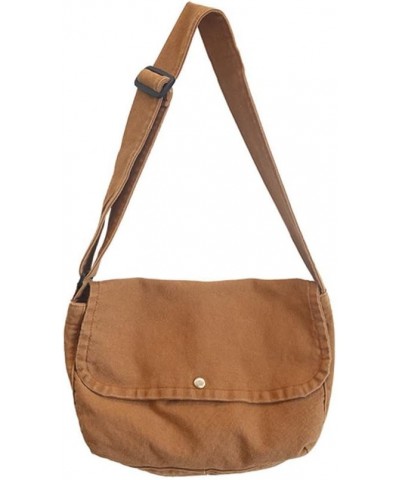 Canvas Messenger Bag Vintage Hobo Crossbody Bag for Men Women Large Shoulder Purse Travel Hiking Brown $16.89 Hobo Bags