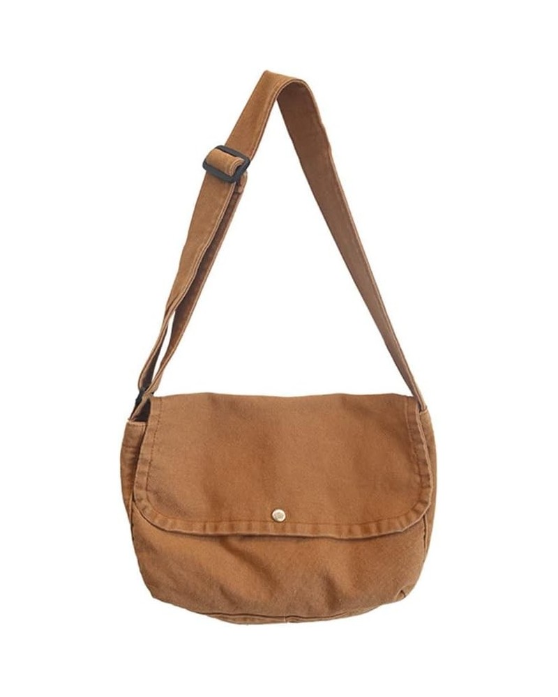 Canvas Messenger Bag Vintage Hobo Crossbody Bag for Men Women Large Shoulder Purse Travel Hiking Brown $16.89 Hobo Bags