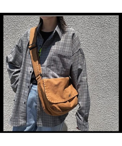 Canvas Messenger Bag Vintage Hobo Crossbody Bag for Men Women Large Shoulder Purse Travel Hiking Brown $16.89 Hobo Bags