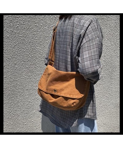 Canvas Messenger Bag Vintage Hobo Crossbody Bag for Men Women Large Shoulder Purse Travel Hiking Brown $16.89 Hobo Bags