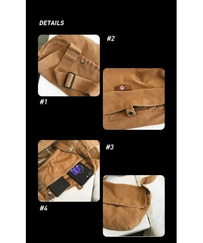 Canvas Messenger Bag Vintage Hobo Crossbody Bag for Men Women Large Shoulder Purse Travel Hiking Brown $16.89 Hobo Bags