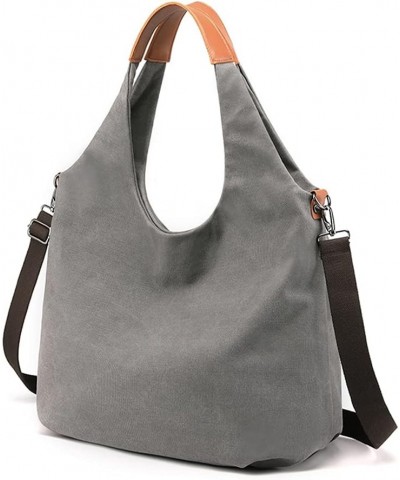 Women's Large Capacity with Soft Handle Canvas Single Shoulder Handbag White $18.24 Shoulder Bags