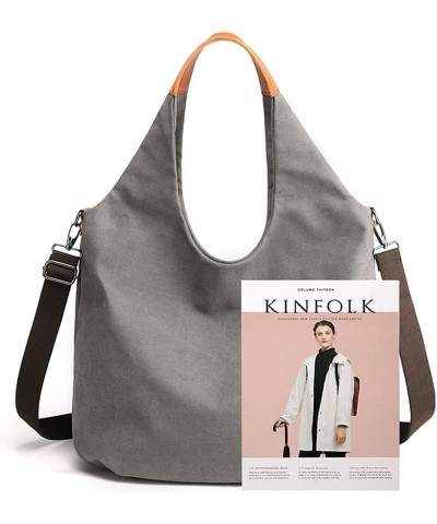 Women's Large Capacity with Soft Handle Canvas Single Shoulder Handbag White $18.24 Shoulder Bags