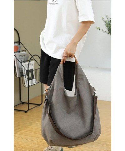 Women's Large Capacity with Soft Handle Canvas Single Shoulder Handbag White $18.24 Shoulder Bags