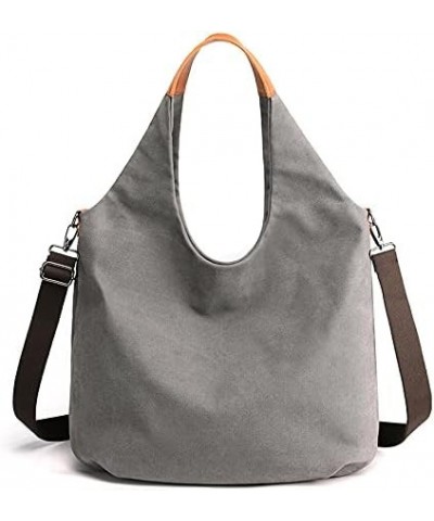 Women's Large Capacity with Soft Handle Canvas Single Shoulder Handbag White $18.24 Shoulder Bags