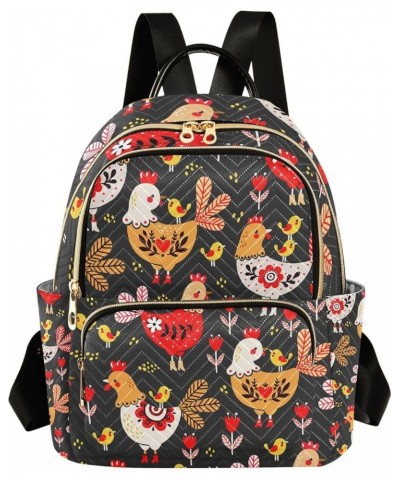 Small Backpack for Women Travel Bag Rooster Hens Chicken Daypack Purse Fashion Shoulder Bag Rucksack Small B260 $12.74 Backpacks