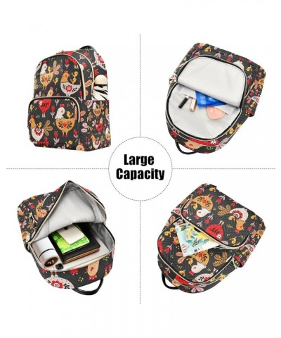 Small Backpack for Women Travel Bag Rooster Hens Chicken Daypack Purse Fashion Shoulder Bag Rucksack Small B260 $12.74 Backpacks