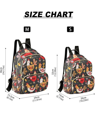 Small Backpack for Women Travel Bag Rooster Hens Chicken Daypack Purse Fashion Shoulder Bag Rucksack Small B260 $12.74 Backpacks