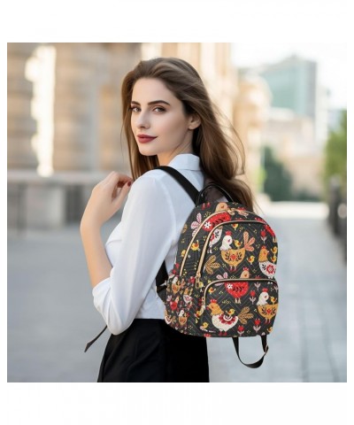 Small Backpack for Women Travel Bag Rooster Hens Chicken Daypack Purse Fashion Shoulder Bag Rucksack Small B260 $12.74 Backpacks