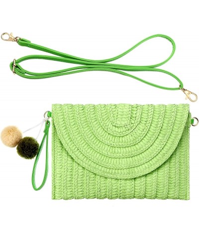 Straw Shoulder Bag Clutch Straw Crossbody Bag Beach Straw Handmade Bag Woven Rattan Bag for Women Envelope Wallet Green $14.1...