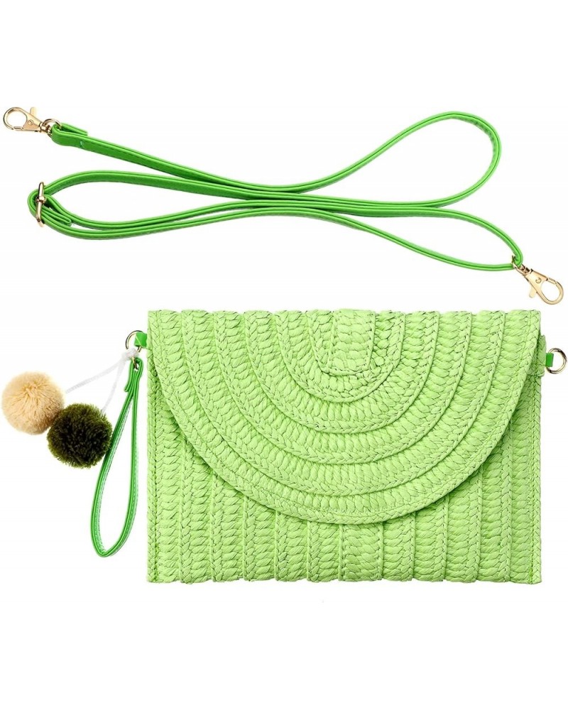 Straw Shoulder Bag Clutch Straw Crossbody Bag Beach Straw Handmade Bag Woven Rattan Bag for Women Envelope Wallet Green $14.1...