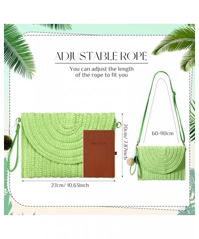 Straw Shoulder Bag Clutch Straw Crossbody Bag Beach Straw Handmade Bag Woven Rattan Bag for Women Envelope Wallet Green $14.1...