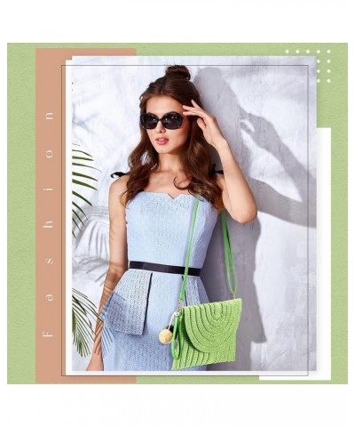 Straw Shoulder Bag Clutch Straw Crossbody Bag Beach Straw Handmade Bag Woven Rattan Bag for Women Envelope Wallet Green $14.1...