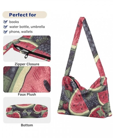 Different Red White Candies Plush Bag, Women Handbags, Shoulder Bags for Women American July 4 Watermelon Creative 4 $11.49 S...