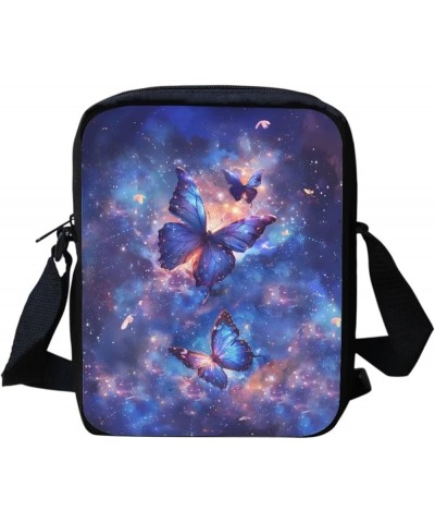 Animal Horse Pattern Women Cross Body Shoulder Bag for School Travel Galaxy Butterfly $6.74 Totes