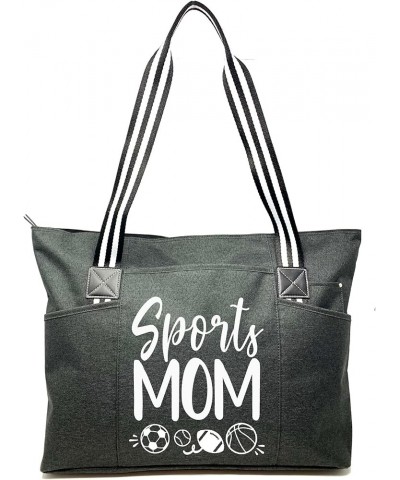 Sports Mom Large Zippered Tote Bag with Pockets for Women Sports Mom Tessa Black $23.98 Totes