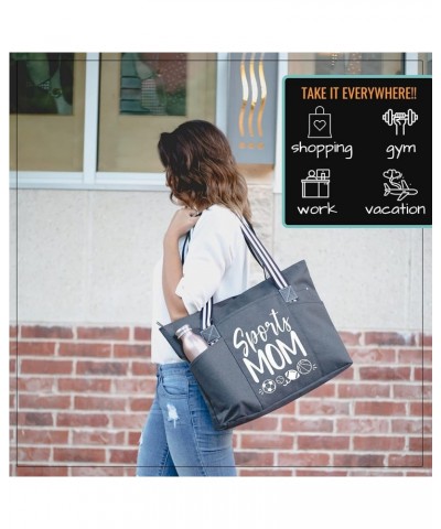 Sports Mom Large Zippered Tote Bag with Pockets for Women Sports Mom Tessa Black $23.98 Totes