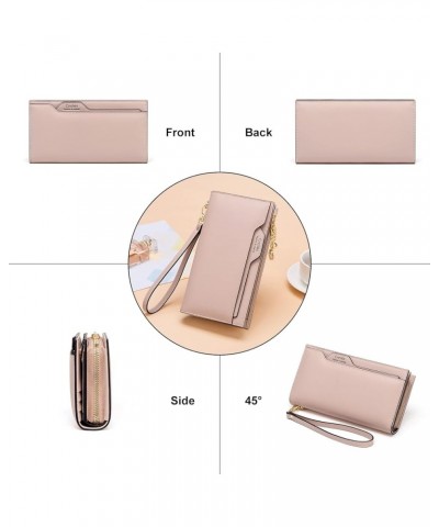 Genuine Leather Wallet for Women Large Capacity Wristlet Bifold Ladies Purse Multi Card Organizer Pink Pink 19.4cm x 4cm x 10...