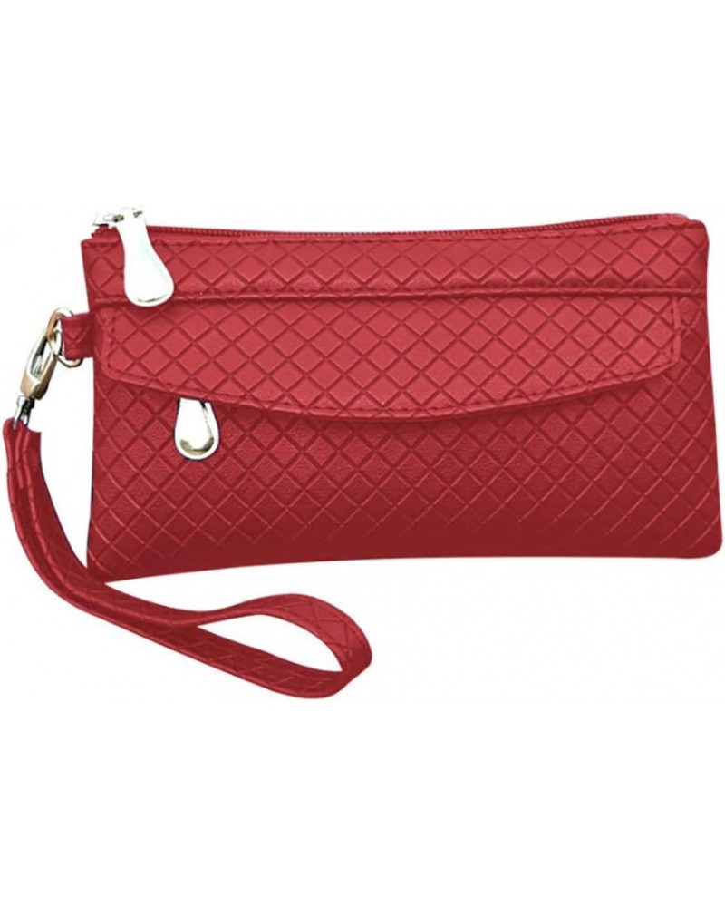 Wristlet Wallet Clutch PU Leather Women Phone Pocket Large Travel Purse Maroon $7.31 Wallets