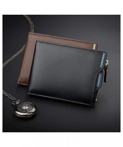 Leather Wallet with Coin Pocket Removable Driver's License Slot Zipper Money Bag Male Credit Card Holder Purse for Man (Color...