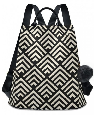 Geometric Print Backpack Purse for Women Fashion Ladies Shoulder Bags Large Travel Bag $18.80 Backpacks