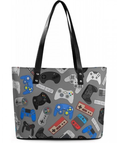 Womens Handbag Game Controller Pattern Leather Tote Bag Top Handle Satchel Bags For Lady $15.75 Totes