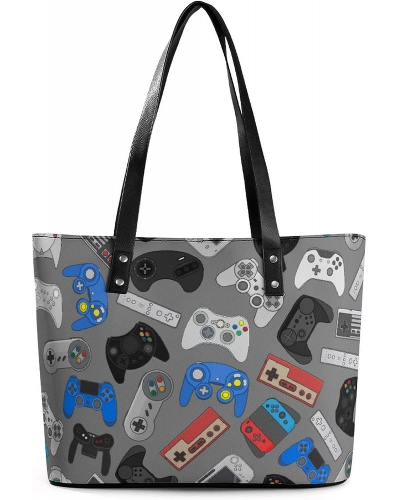 Womens Handbag Game Controller Pattern Leather Tote Bag Top Handle Satchel Bags For Lady $15.75 Totes