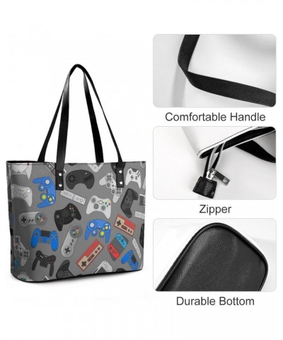 Womens Handbag Game Controller Pattern Leather Tote Bag Top Handle Satchel Bags For Lady $15.75 Totes