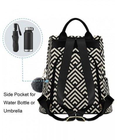 Geometric Print Backpack Purse for Women Fashion Ladies Shoulder Bags Large Travel Bag $18.80 Backpacks