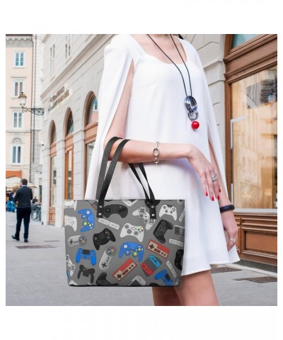 Womens Handbag Game Controller Pattern Leather Tote Bag Top Handle Satchel Bags For Lady $15.75 Totes