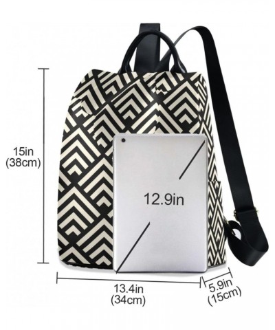 Geometric Print Backpack Purse for Women Fashion Ladies Shoulder Bags Large Travel Bag $18.80 Backpacks