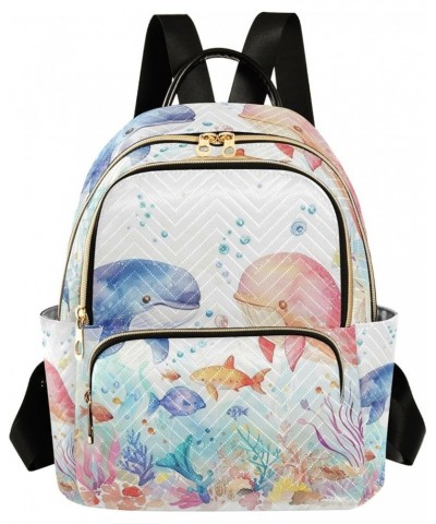 Small Backpack Purse for Women, Whales Family Travel Bag Casual Daypack Shoulder Bag Small $17.64 Backpacks