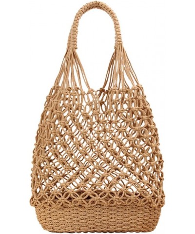 Women's Beach Straw Handbag Woven Tote Fishing Net Beach Bag Large Capacity Mesh Rope Combination Handbag A $15.07 Totes