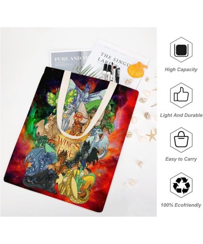 Fashionable Canvas Tote Bag Double Fire Dragons Wings Daily Shoulder Bag,Suitable For Shopping And Gym Travel Black 4 $10.91 ...