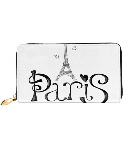 Paris Eiffel Tower France Leather Long Wallet Card Holder Organizer Wallet Zipper Wristlet Clutch Bag For Men Women $23.00 Wr...