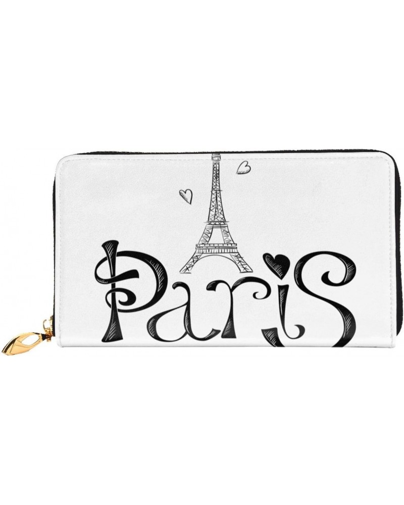 Paris Eiffel Tower France Leather Long Wallet Card Holder Organizer Wallet Zipper Wristlet Clutch Bag For Men Women $23.00 Wr...