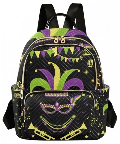 Mardi Gras Women Backpack Masquerade Beads Melody Star Anti-Theft Travel Backpack with Luggage Belt Durable Handbag Lady Purs...