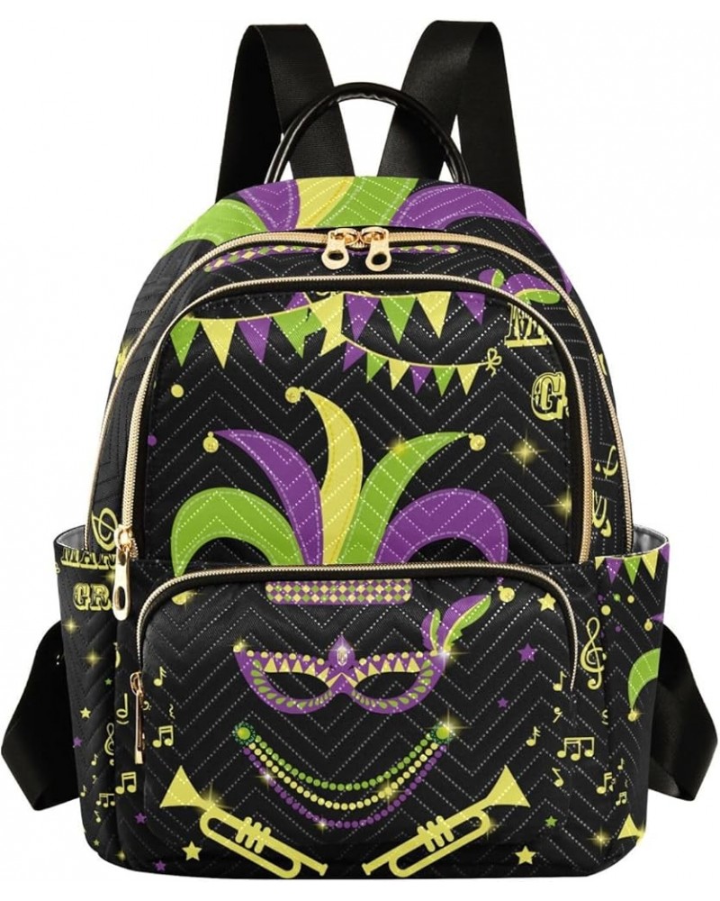 Mardi Gras Women Backpack Masquerade Beads Melody Star Anti-Theft Travel Backpack with Luggage Belt Durable Handbag Lady Purs...