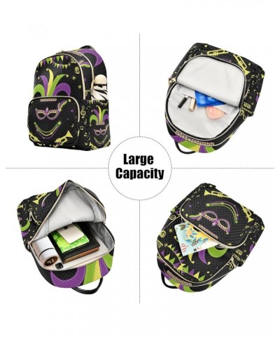 Mardi Gras Women Backpack Masquerade Beads Melody Star Anti-Theft Travel Backpack with Luggage Belt Durable Handbag Lady Purs...