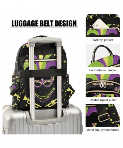 Mardi Gras Women Backpack Masquerade Beads Melody Star Anti-Theft Travel Backpack with Luggage Belt Durable Handbag Lady Purs...