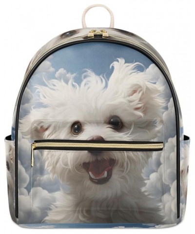 Cute Maltese Dog Backpack Purse for Women PU Leather Lightweight Ladies Shoulder Fashion Satchel Bags Travel Casual Daypack $...