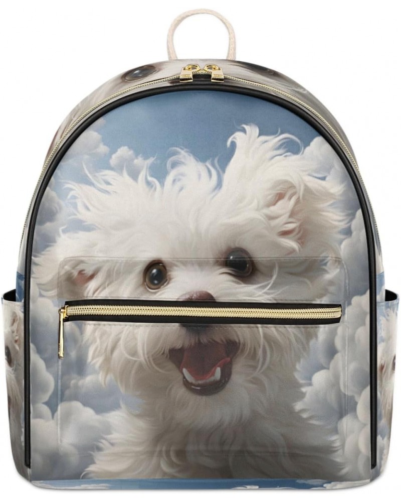 Cute Maltese Dog Backpack Purse for Women PU Leather Lightweight Ladies Shoulder Fashion Satchel Bags Travel Casual Daypack $...