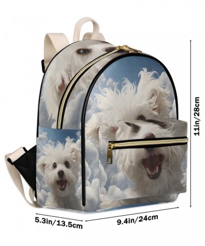 Cute Maltese Dog Backpack Purse for Women PU Leather Lightweight Ladies Shoulder Fashion Satchel Bags Travel Casual Daypack $...