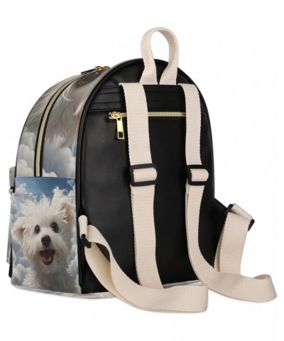 Cute Maltese Dog Backpack Purse for Women PU Leather Lightweight Ladies Shoulder Fashion Satchel Bags Travel Casual Daypack $...